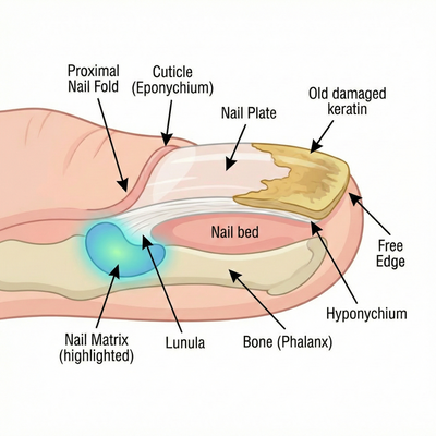Treats Nail Matrix, Not Dead Tissue